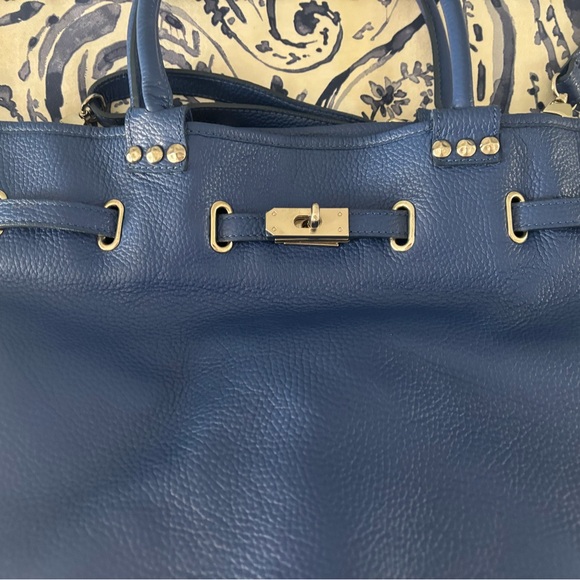 Vittoria Pacini Italian Electric Blue Calf Leather Satchel - Picture 7 of 9